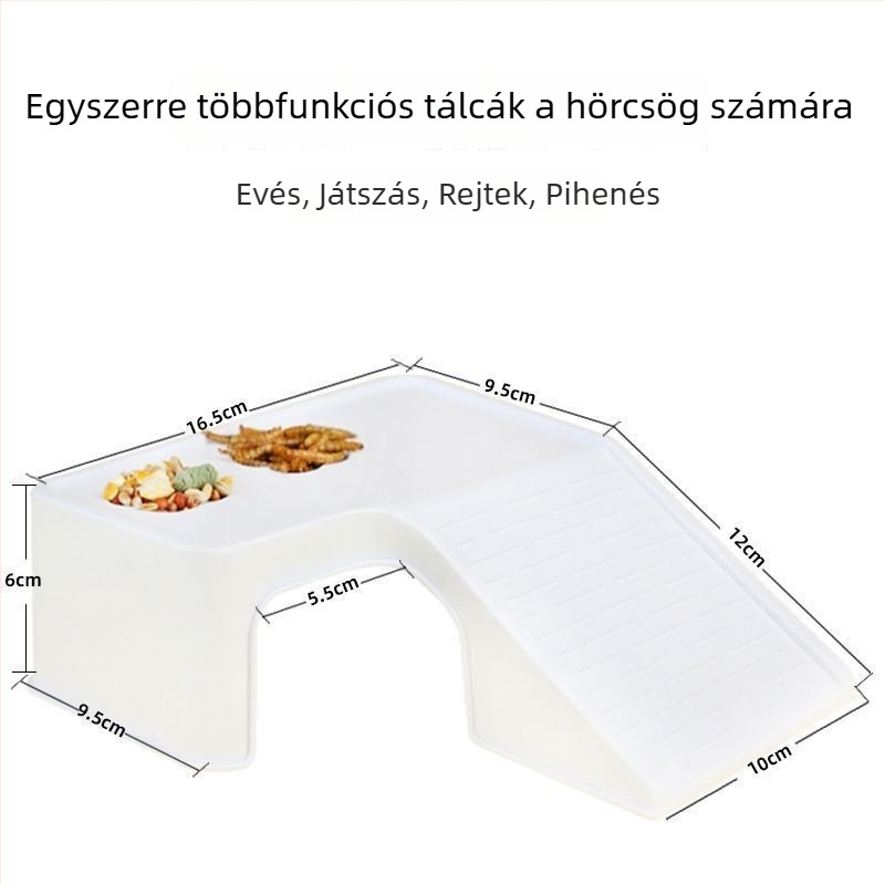 Hörcsög élőhely két szintes platformával, terasszal és menedékházzal, lépcsőkkel, beltéri használatra, könnyen tisztítható