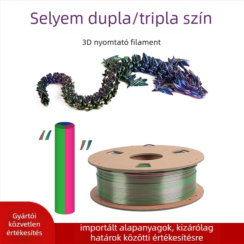 Silk PLA filament - 330 m, 1,3 kg, 0,01 mm pontosság, FDM 3D nyomtatáshoz, Dewang