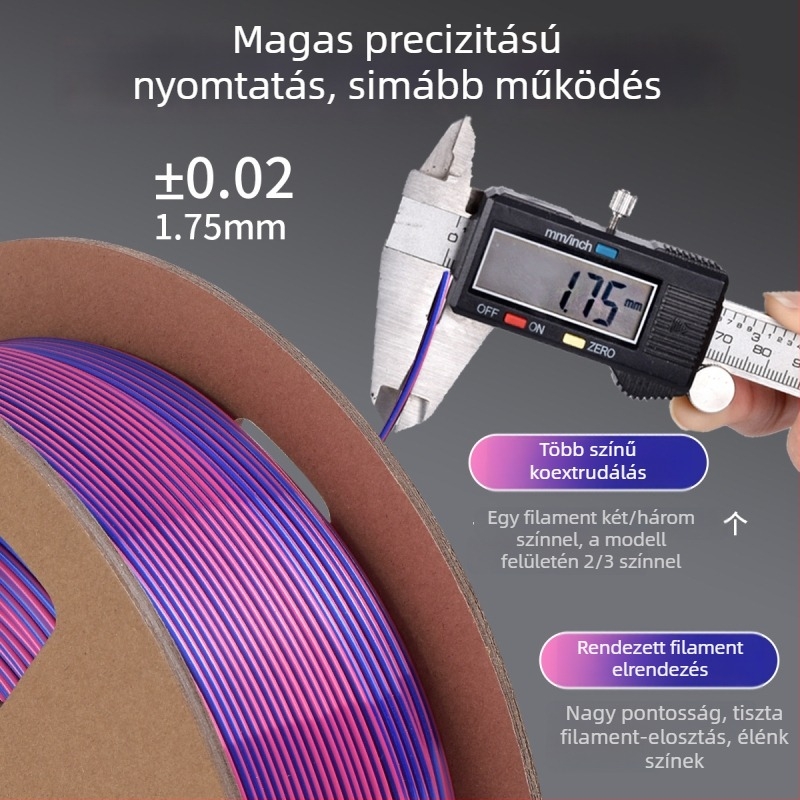 Silk PLA filament - 330 m, 1,3 kg, 0,01 mm pontosság, FDM 3D nyomtatáshoz, Dewang