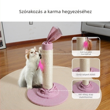 Macskák mászókerete kaparóoszloppal, sisal anyagból, Shengze márka, MH65 modell, nagytestű macskáknak.