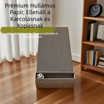 Le Yi Ran gofrított kartonból készített macska karmoló tábla, egyenes téglalap alakú, rajzfilm stílus, 1 db