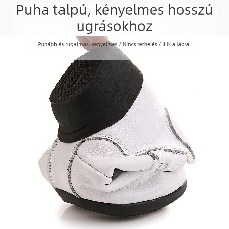 Női bőr négyzet-tánccipő moderndanhoz, alacsony sarok 1–3 cm, gumírozott talp, kopásálló