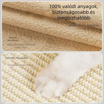 Szizál macska karmoló tábla, kopásálló és szöszmentes felülettel, extránagy integrált macskafészek, egész éves használatra, mélyített karmágy, macskákhoz való kiegészítők