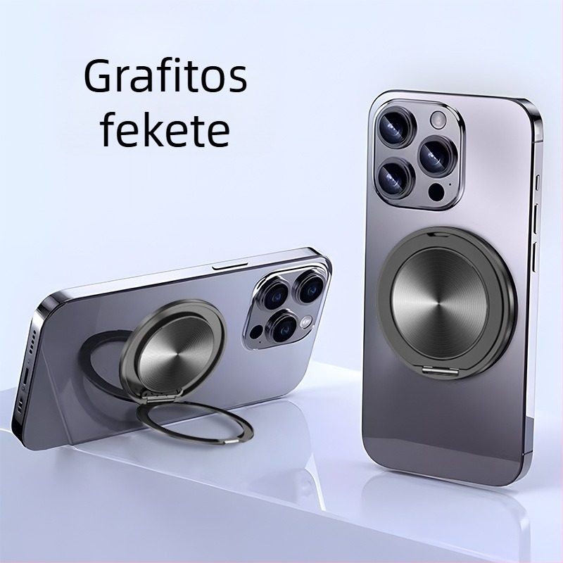 Asztali telefon-tartó 360°-os forgással, mágneses MagSafe-kompatibilitás, hátoldali ragasztós gyűrűtartó