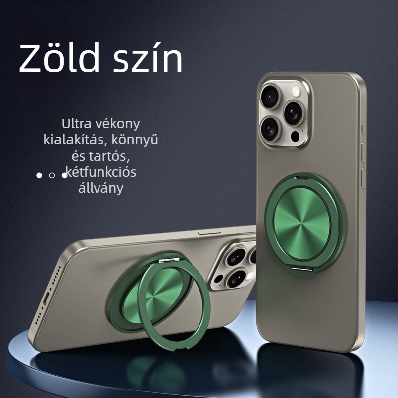 Asztali telefon-tartó 360°-os forgással, mágneses MagSafe-kompatibilitás, hátoldali ragasztós gyűrűtartó