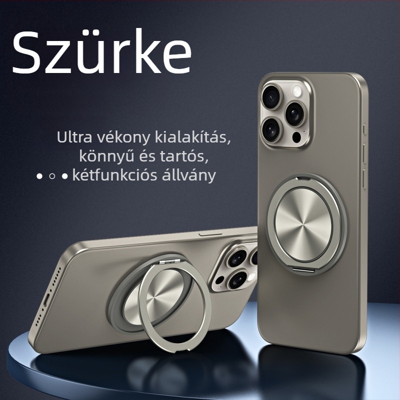 Asztali telefon-tartó 360°-os forgással, mágneses MagSafe-kompatibilitás, hátoldali ragasztós gyűrűtartó