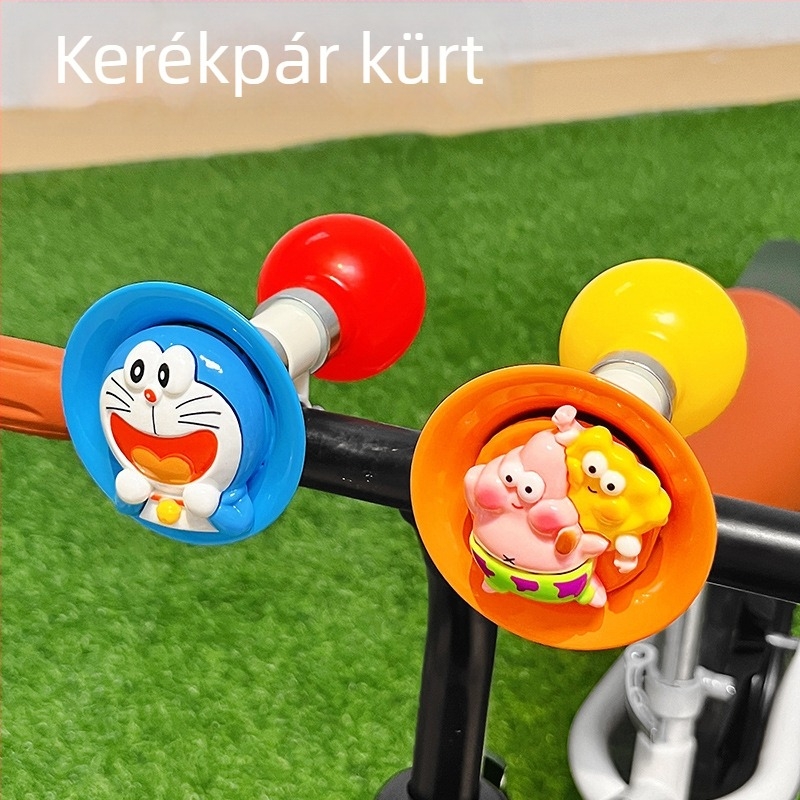 Gyerekeknek szóló kerékpár csengő karikatúra dizájnnal és erős hanggal – anyag: gyanta, modell qt-25134-01, gyerekeknek