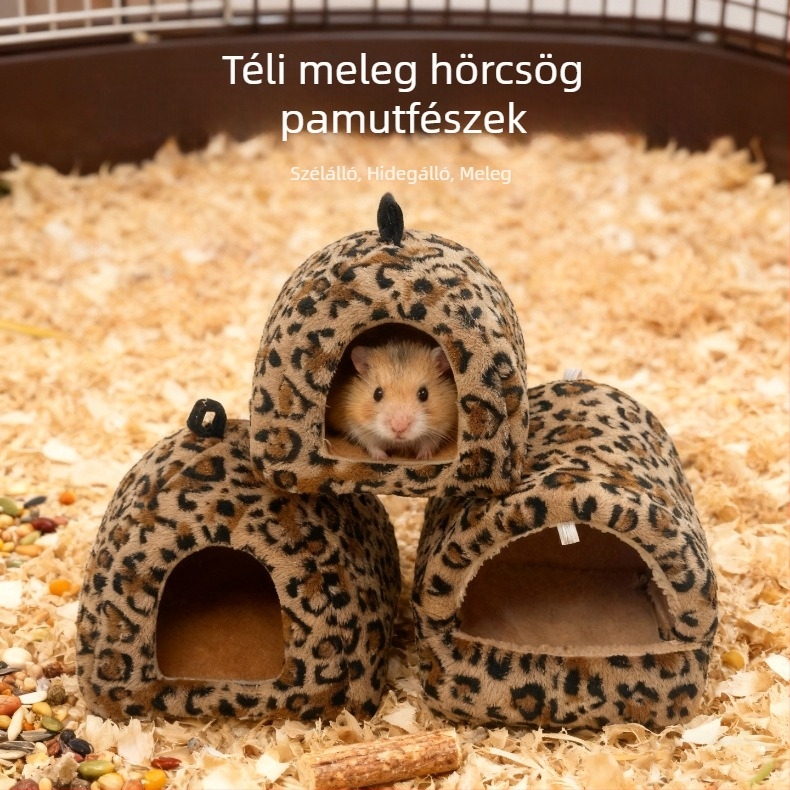 Téli hörcsögfészek — zárt meleg menedék kisállatok számára, tartós pamutból készült hörcsög házikó nordic stílusban