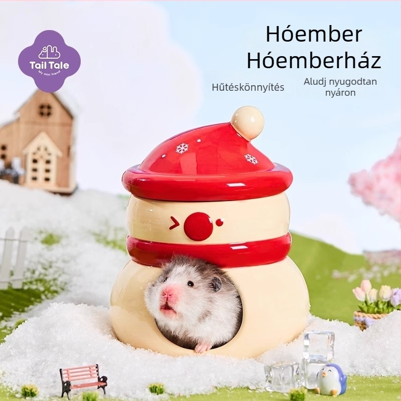 Hóember alakú kerámia hörcsög menedék (Anyag: Kerámia; Eredet: Kina; Importált: Nem; Márka: Close to the ear; Kategória: Háziállatoknak szánt élelem)