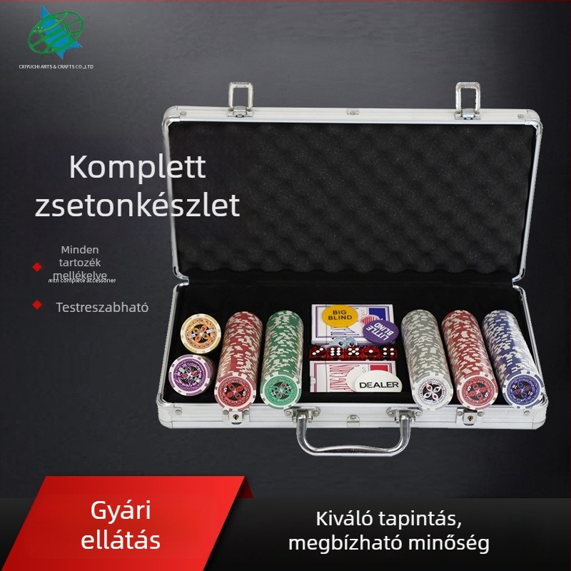 Texas Hold'em zseton készlet, 300 zseton értékekkel, pillangó mintával