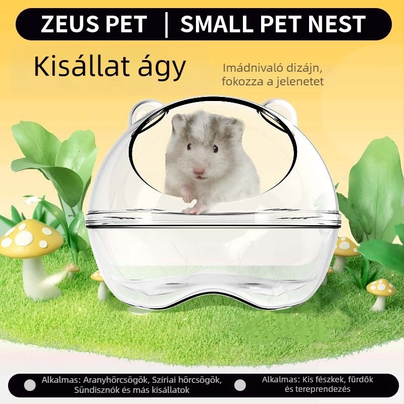 ZEUS átlátszó hörcsögfészek, kettős használat, könnyen tisztítható, arany hörcsög számára