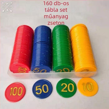 Dego Póker Zsetonok, 160 Db Műanyag Zseton, PS Anyag, Méret 38, Dobozos Készlet