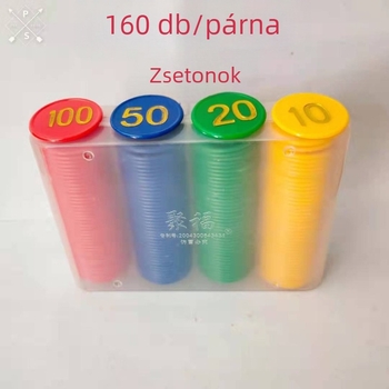 Dego Póker Zsetonok, 160 Db Műanyag Zseton, PS Anyag, Méret 38, Dobozos Készlet