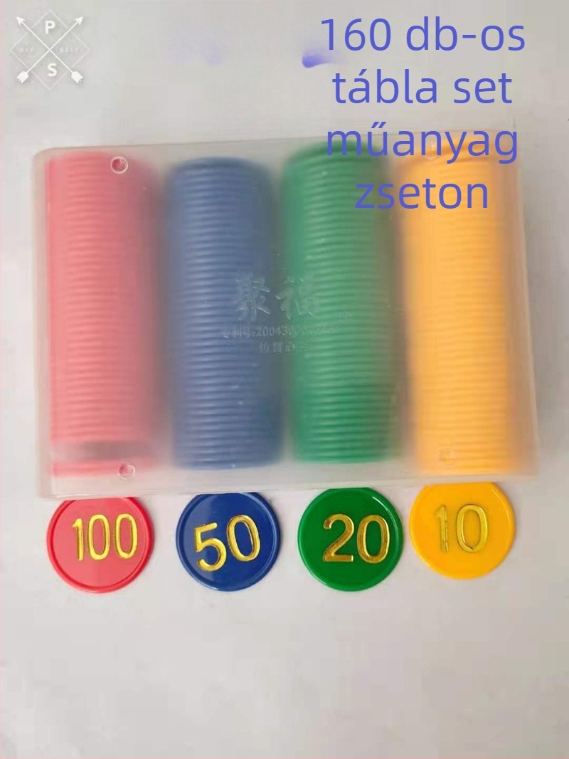 Dego Póker Zsetonok, 160 Db Műanyag Zseton, PS Anyag, Méret 38, Dobozos Készlet