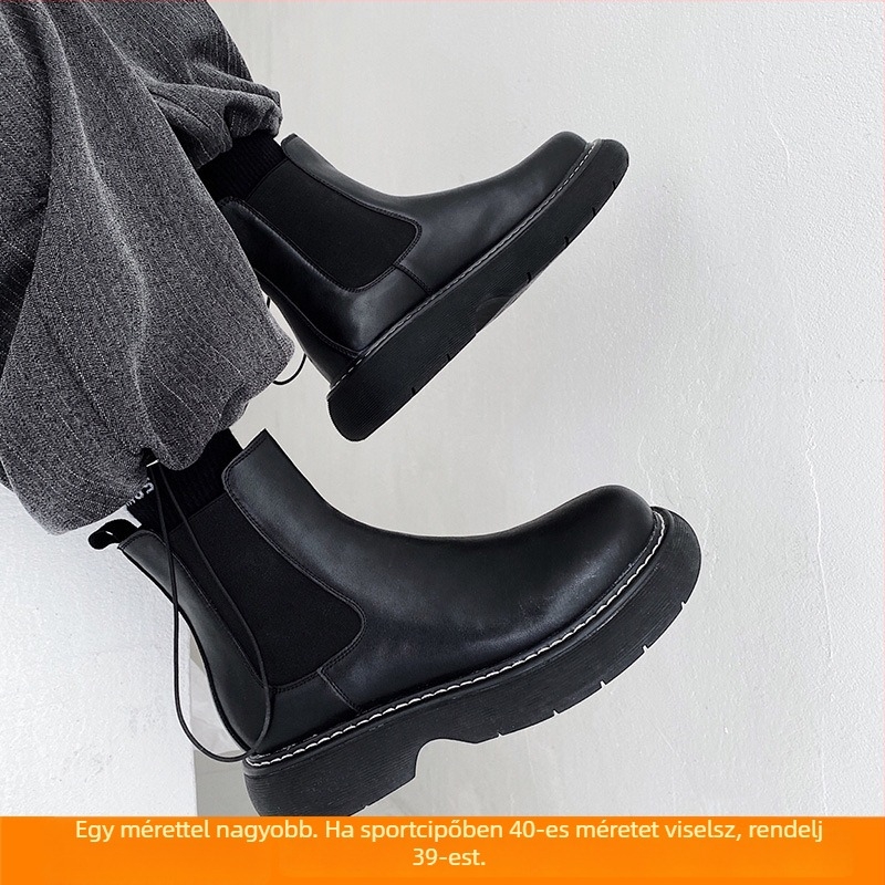 Férfi Martin Chelsea bakancs, krokodilbőr felső rész, boka magasságú szár, slip-on kivitel, gyapjú-shearling bélés, gumitalp