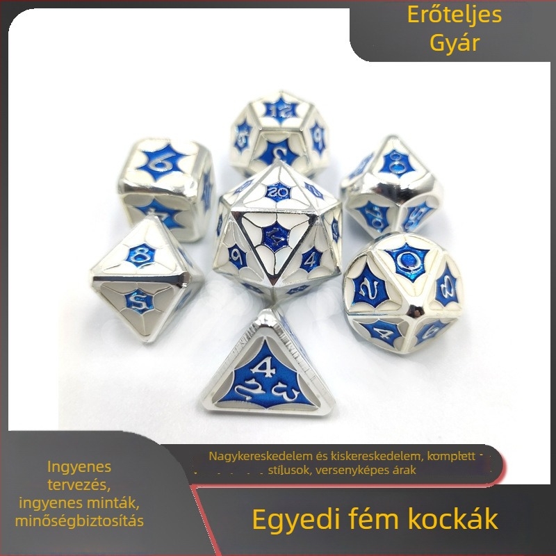 Kerekített sarkú dobókocka készlet, cinkötvözetű dobókockák, húszoldalas, Galaxy Series, geometriai dizájn