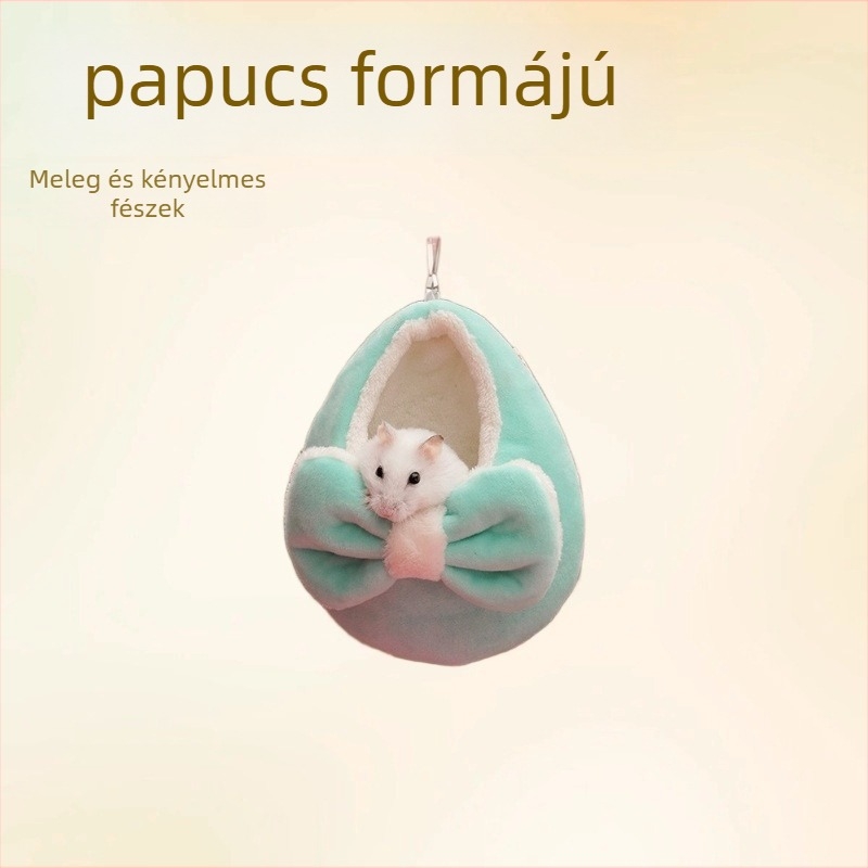 Hamster meleg alvófészek papucs formájú – Ji Zai Zai márka, anyagok: szivacs, rövid plüss, flanel; őszi-téli használatra