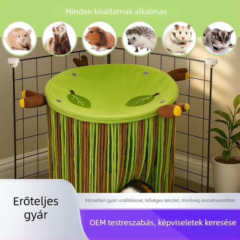 Hamster elrejtő-hámac ciucikkal – függő, mosható, kör alakú belső alvóhely pihenésre és elrejtésre