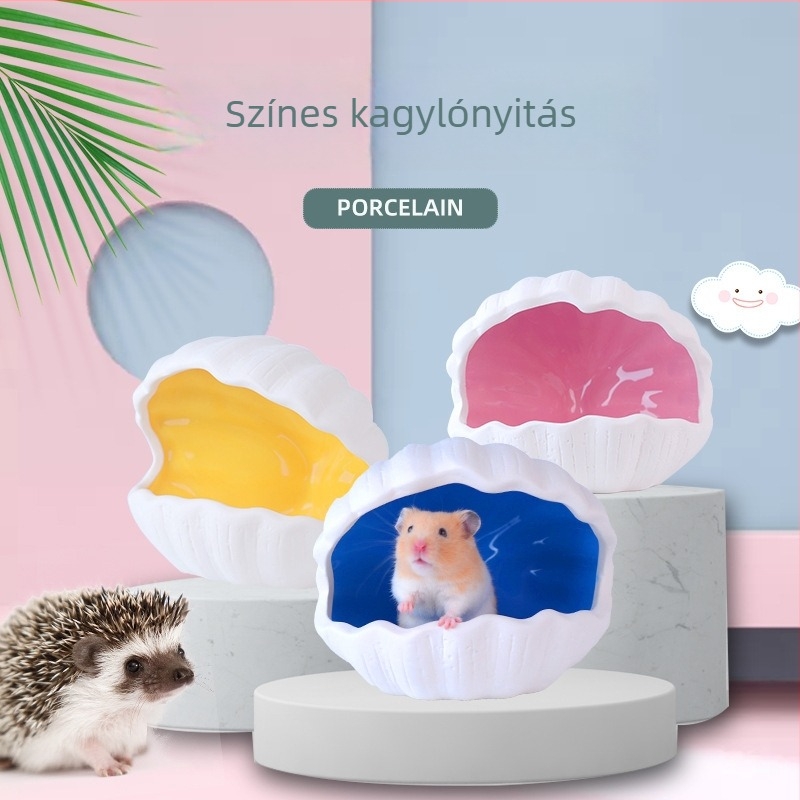 Kerámiás hörcsögfészek, ovális alakú, pihenésre és elrejtésre, beltéri használatra