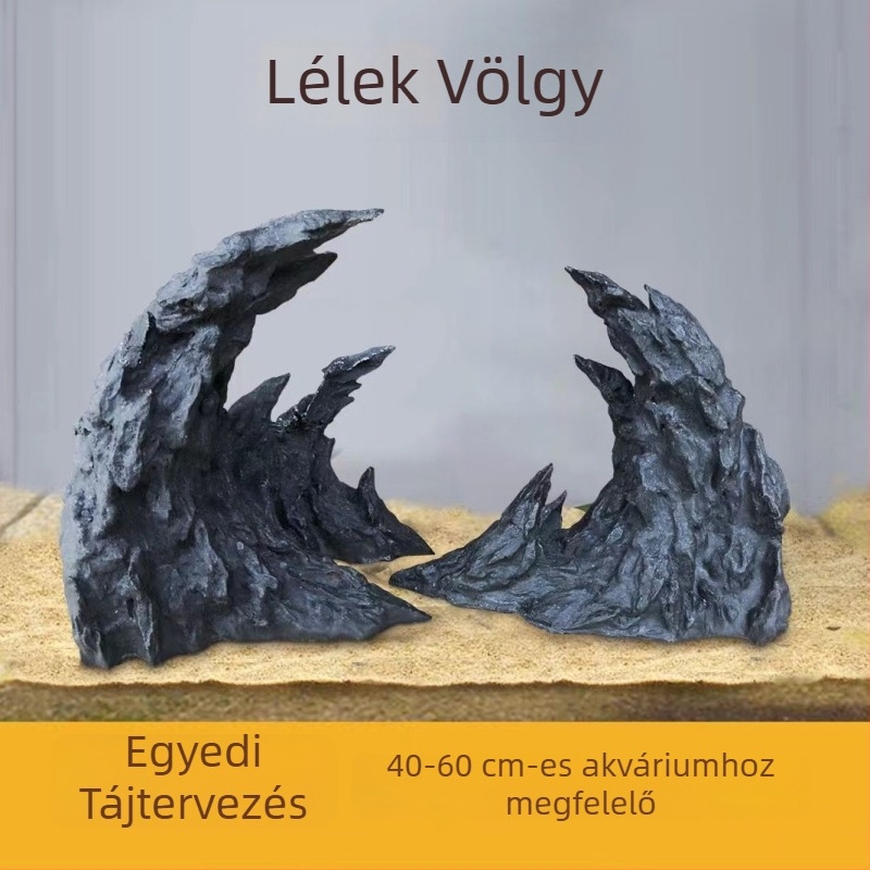 Akváriumi mikro táj dekoráció: kőből készült sziklakert és vízi növények (Anyag: Egyéb; Eredet: Egyéb; Importált: Nem)