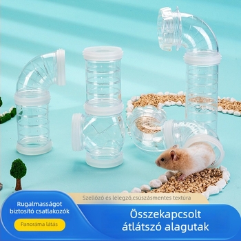 Hamster külső cső és alagút játék — műanyag, szétszedhető, téglalap alakú, márka Junda