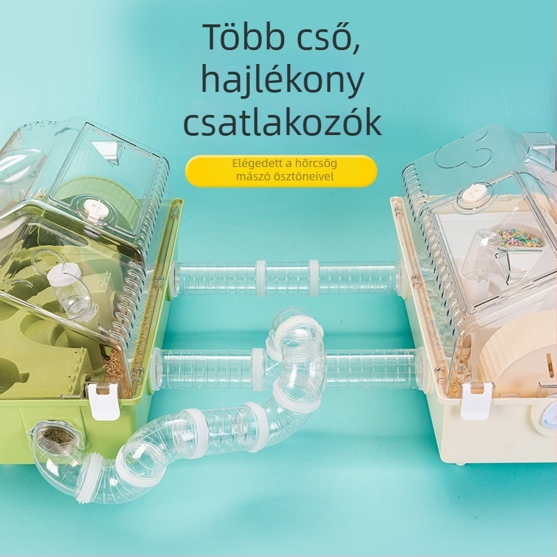 Hamster külső cső és alagút játék — műanyag, szétszedhető, téglalap alakú, márka Junda