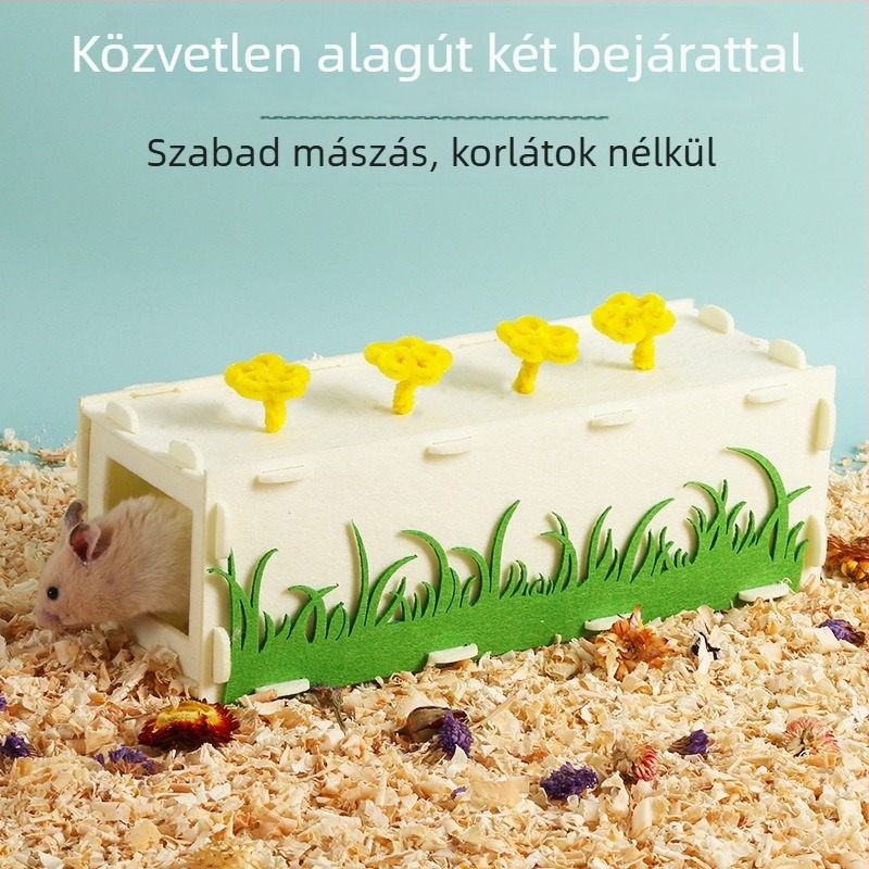 Hamster élőhely-készlet: egyenes alagút, búvóház, leválasztható fészek-játék