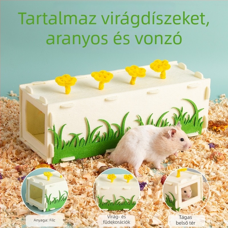 Hamster élőhely-készlet: egyenes alagút, búvóház, leválasztható fészek-játék