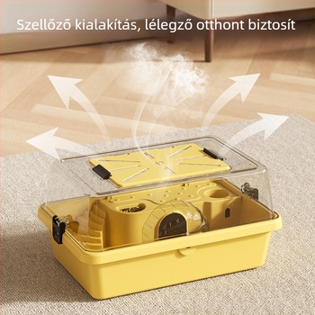 Hamsterketrec panorámás kilátással és szökés elleni védelemmel – műanyag, egész éves használatra