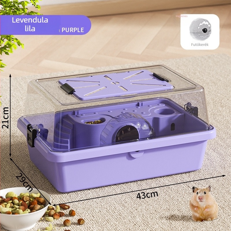 Hamsterketrec panorámás kilátással és szökés elleni védelemmel – műanyag, egész éves használatra