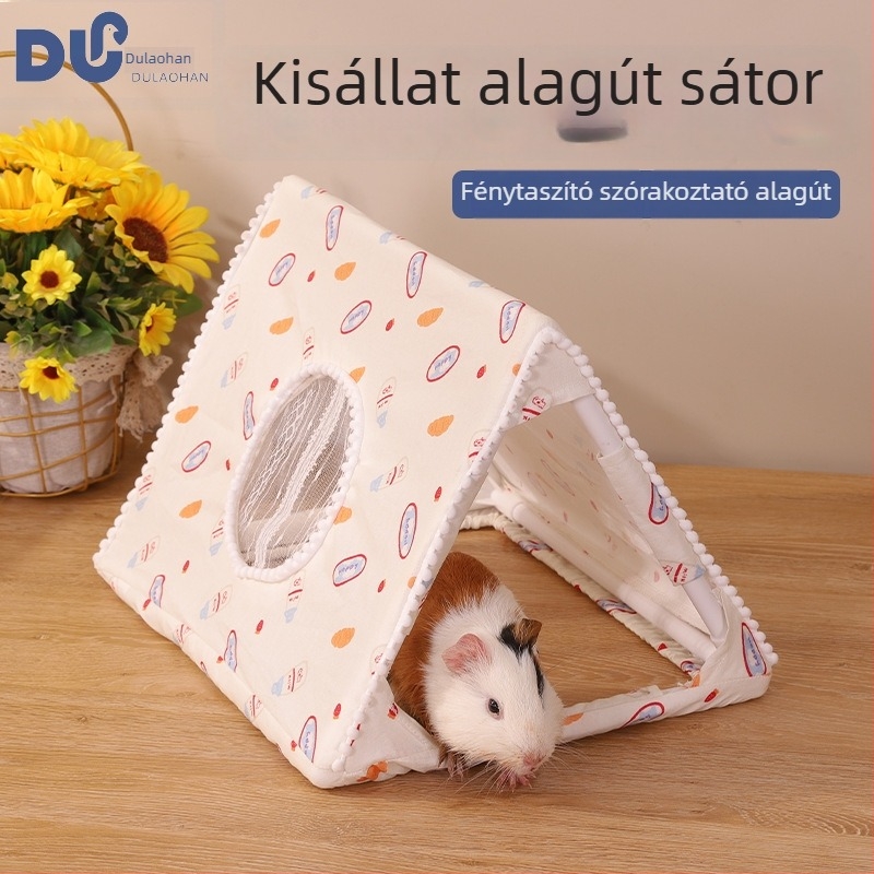 Guinea-pig, hörcsög, csincsilla és nyúl számára odúval, alagúttal és alvó sátorral