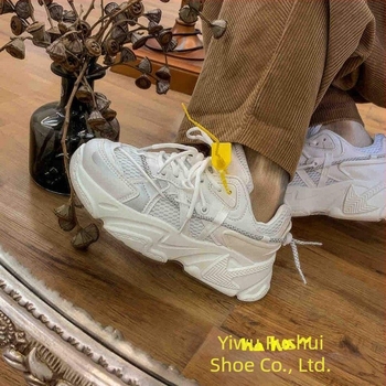 Férfiaknak szóló dad shoes stílusú casual sportcipő — nyitott orrú, fűzős, gumitalpú, légáteresztő, könnyű