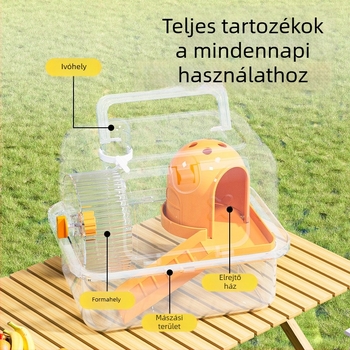 Hordozható hörcsögketrec kézi hordozóval, műanyag kivitel, 23 darabos szabvány készlet, Weibi márka