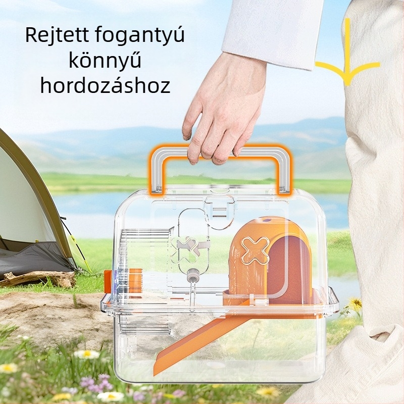 Hordozható hörcsögketrec kézi hordozóval, műanyag kivitel, 23 darabos szabvány készlet, Weibi márka
