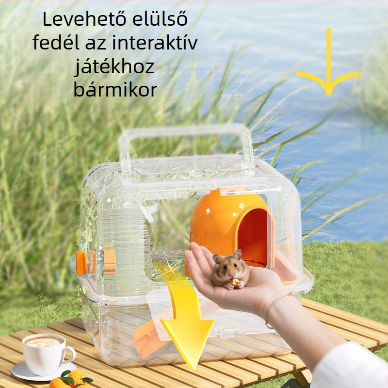 Hordozható hörcsögketrec kézi hordozóval, műanyag kivitel, 23 darabos szabvány készlet, Weibi márka
