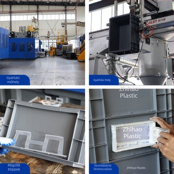 HDPE műanyag turnover doboz, téglalap alakú, 40-50 L kapacitás, modellek 4628/4622/4616/46148, egyszerű, modern dizájn, logó nyomtatása lehetséges