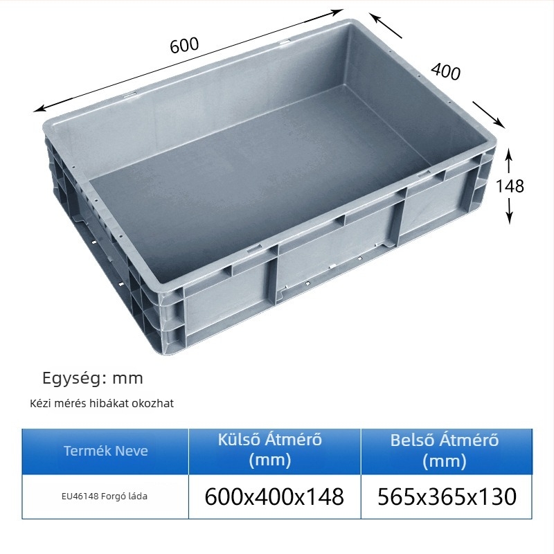 HDPE műanyag turnover doboz, téglalap alakú, 40-50 L kapacitás, modellek 4628/4622/4616/46148, egyszerű, modern dizájn, logó nyomtatása lehetséges