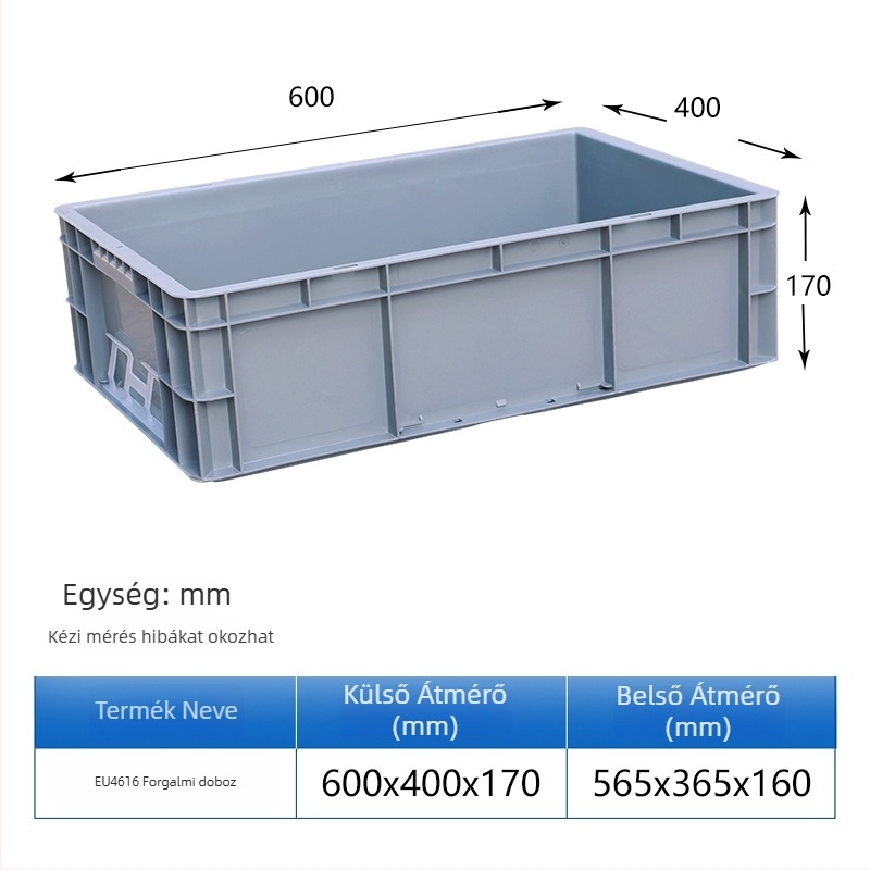 HDPE műanyag turnover doboz, téglalap alakú, 40-50 L kapacitás, modellek 4628/4622/4616/46148, egyszerű, modern dizájn, logó nyomtatása lehetséges