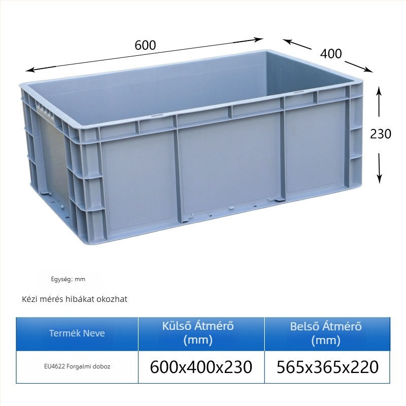 HDPE műanyag turnover doboz, téglalap alakú, 40-50 L kapacitás, modellek 4628/4622/4616/46148, egyszerű, modern dizájn, logó nyomtatása lehetséges