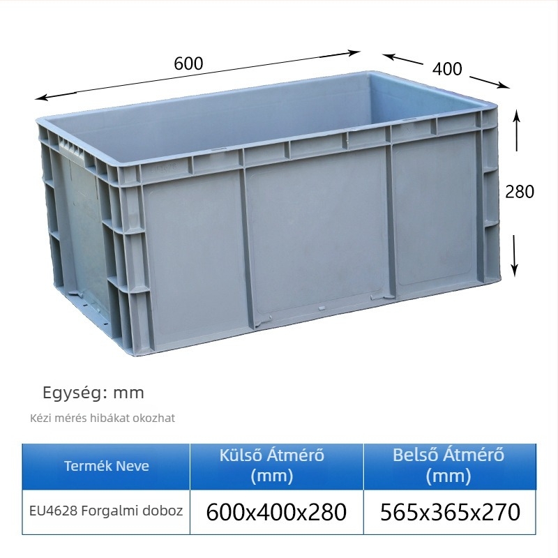 HDPE műanyag turnover doboz, téglalap alakú, 40-50 L kapacitás, modellek 4628/4622/4616/46148, egyszerű, modern dizájn, logó nyomtatása lehetséges