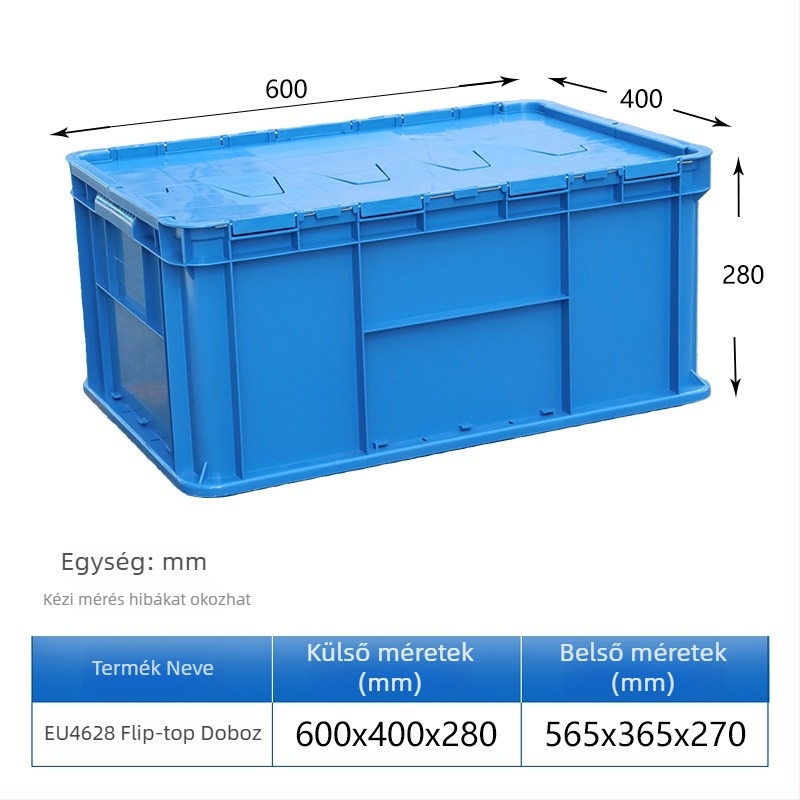 HDPE műanyag turnover doboz, téglalap alakú, 40-50 L kapacitás, modellek 4628/4622/4616/46148, egyszerű, modern dizájn, logó nyomtatása lehetséges
