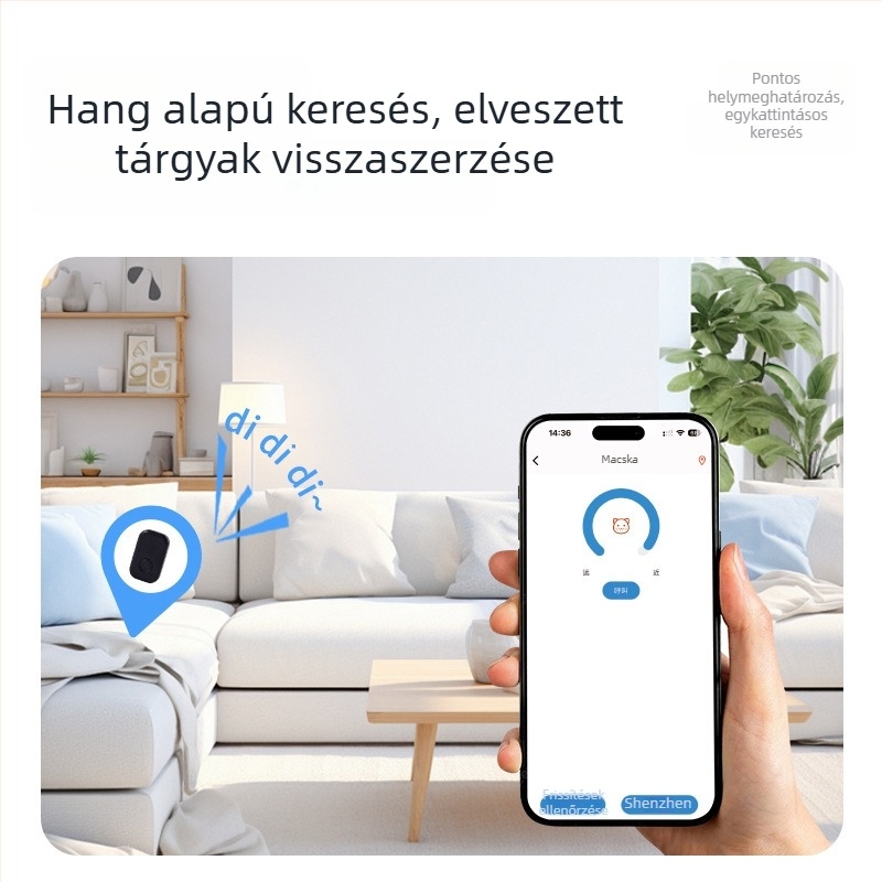Két rendszerű állatnyomkövető Android és iOS-hez — Bluetooth 5.0, körülbelül 20 m hatótávolság, ABS anyag, kulcstartó dizájn, modell T1