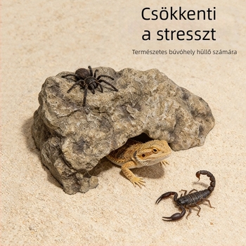 Teknős napozó platform létrával és rejtekhellyel — akváriumi tájkő kiegészítő, modell HCW41050, márka Pet Large Strip