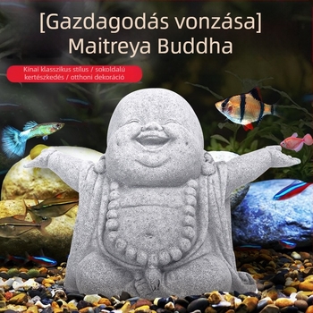 Homokkő Maitreya Buddha szobor akváriumhoz és mini tájképhez