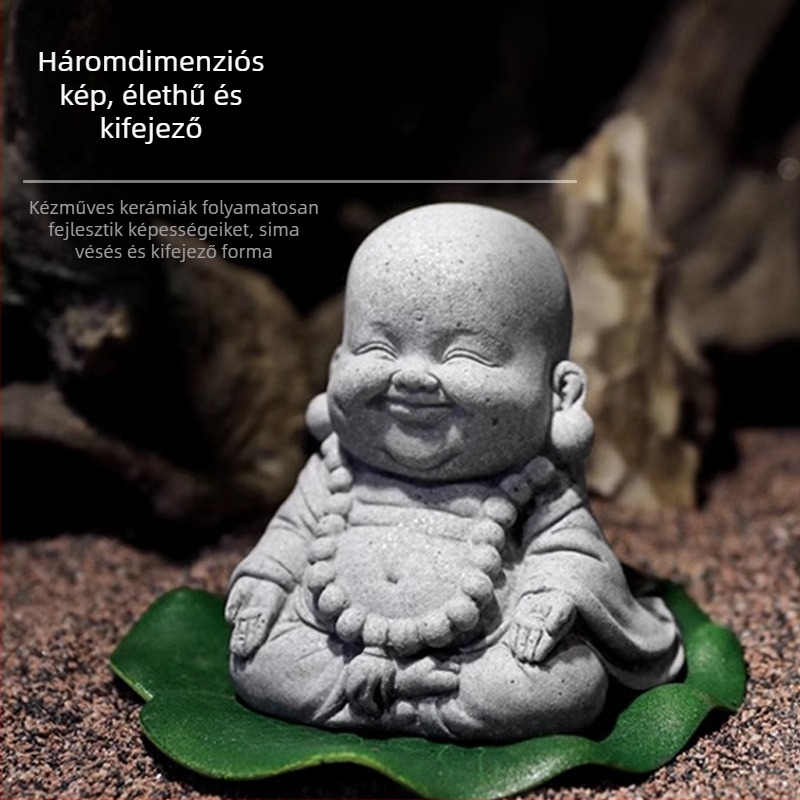 Homokkő Maitreya Buddha szobor akváriumhoz és mini tájképhez