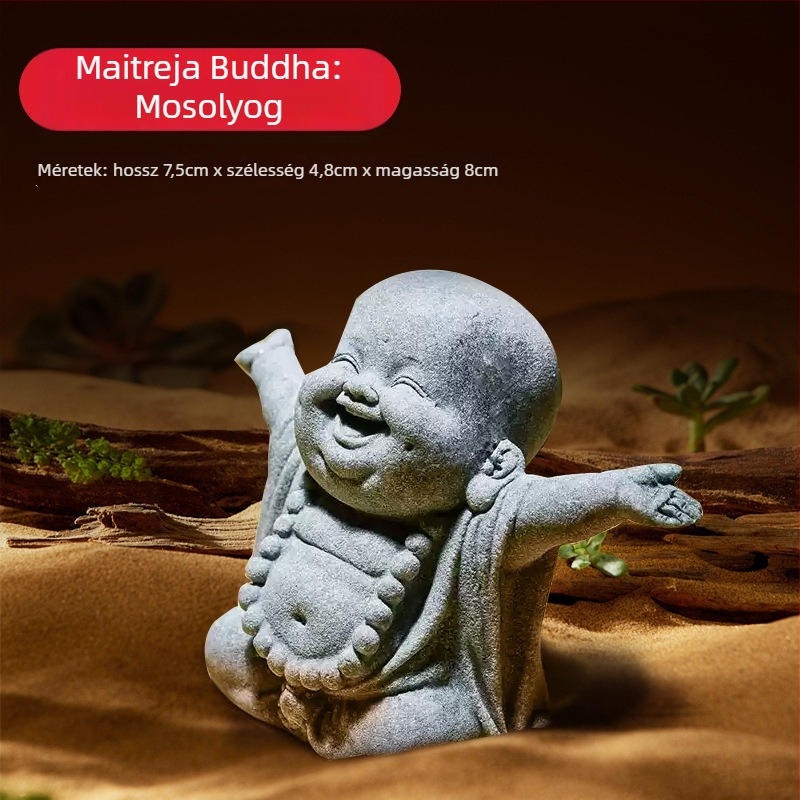 Homokkő Maitreya Buddha szobor akváriumhoz és mini tájképhez