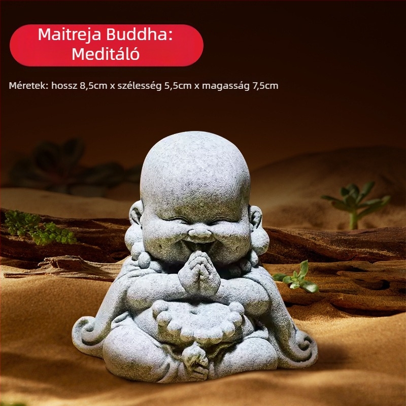 Homokkő Maitreya Buddha szobor akváriumhoz és mini tájképhez