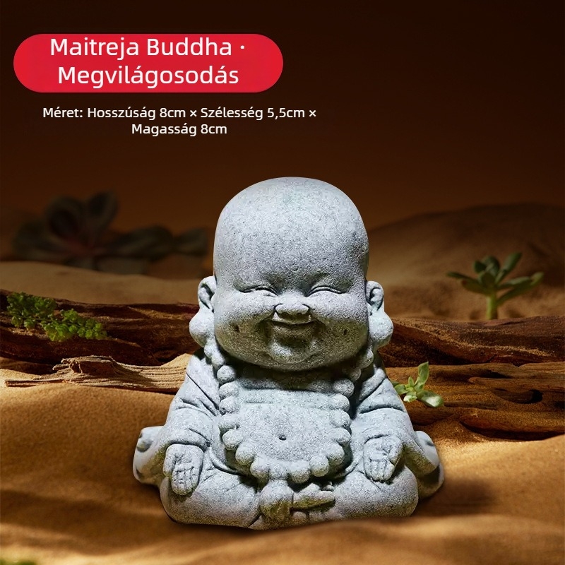Homokkő Maitreya Buddha szobor akváriumhoz és mini tájképhez