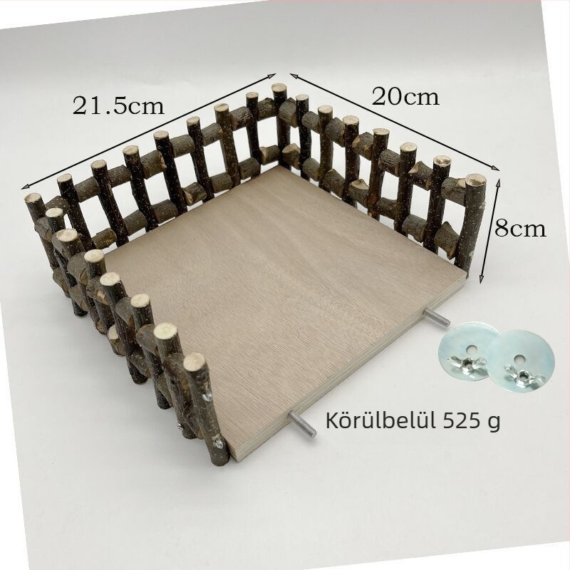 Totoro témájú fa hammock játék nyuszik és törpenyuszik számára, almaágból készült kerítés és platforma