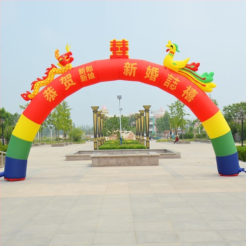 Esküvői szivárványos felfújható kapu ív világítással – Dragon és Phoenix motívum, Oxford anyag, csomag: táska, LGQ/M márka, esküvőkre